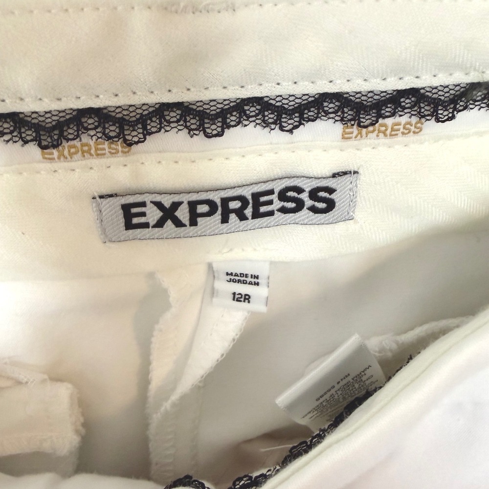 Express Womens White Stretch Bootcut Dress Pants Size 12R Career Trouser - Picture 3 of 10